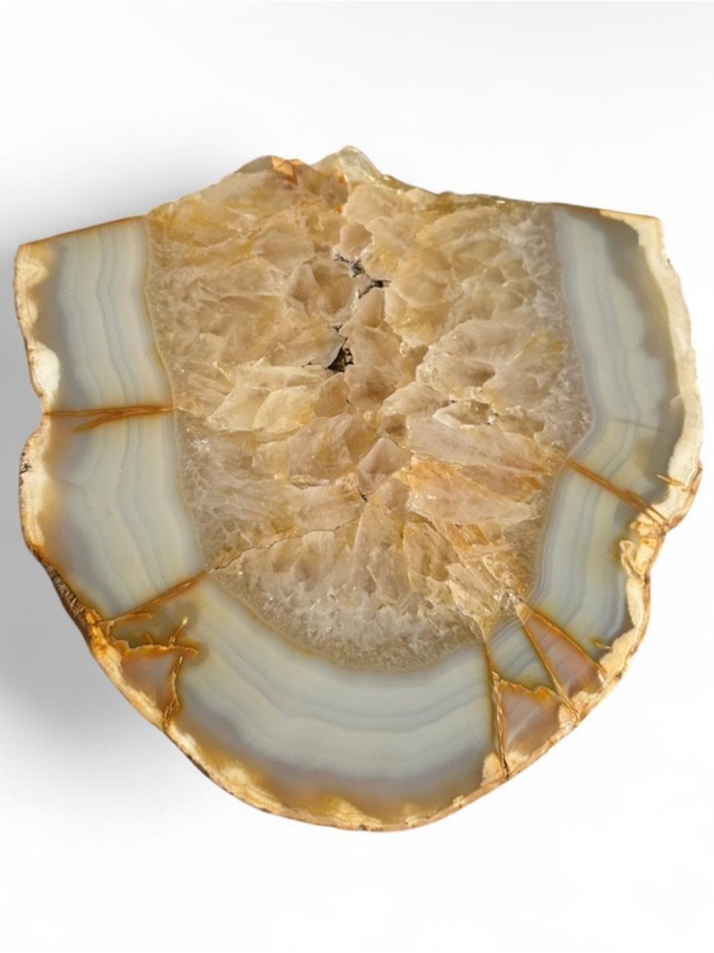 Natural Citrine Agate Geode Slice - Golden Beige Tones